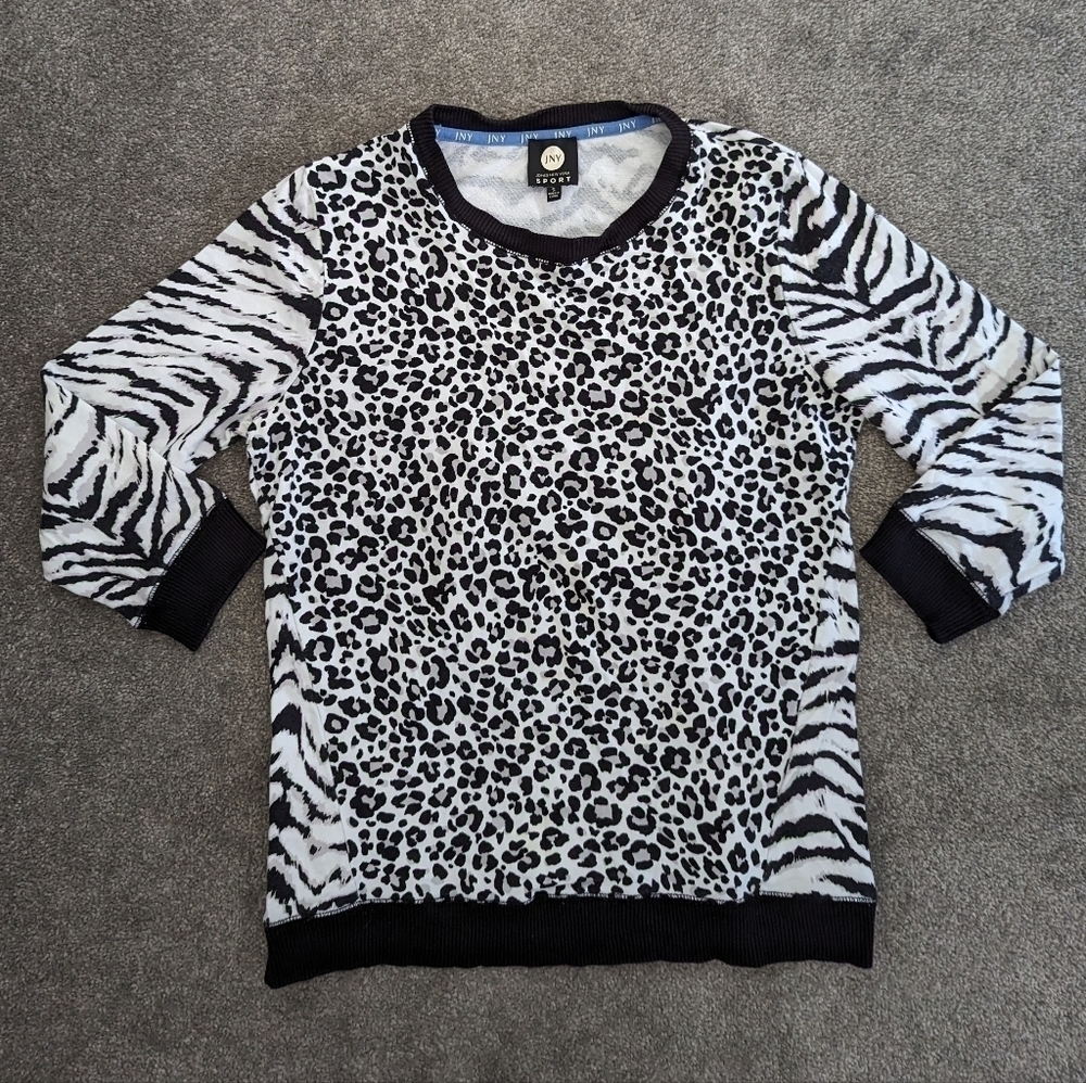 JONES New York cotton zebra long sleeve sweatshirt women Small